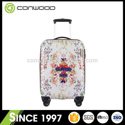 Professional trolley ABS PC luggage with different print suitcase